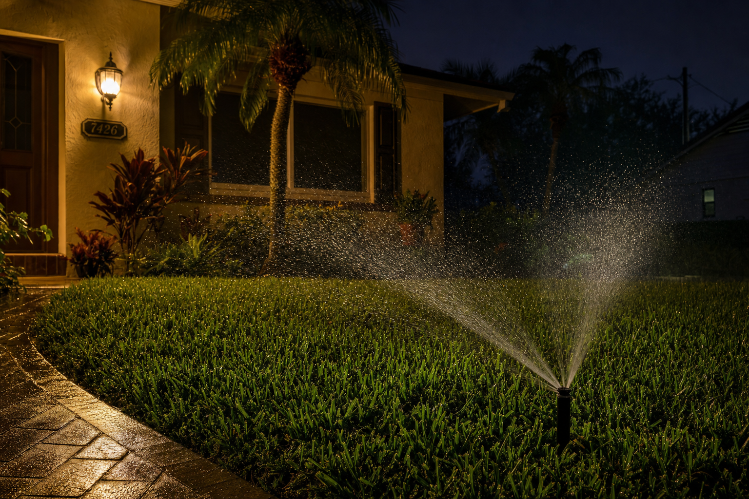 Irrigation system controller panel showing timer settings on a Sarasota residential property